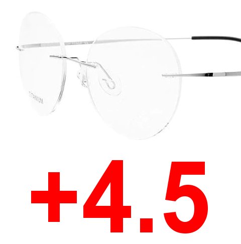 OKULARY KOREKCYJNE bezramkowe LENONKI +4.5 srebrne
