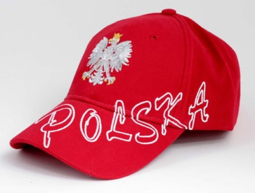 Czapka kibica bejsbolowa z haftem Polska czerwona