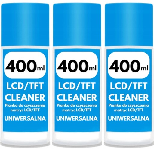 3X 400ML PIANKA PŁYN W SPRAYU DO MYCIA WYŚWIETLACZY MONITORA EKRANU LCD LED
