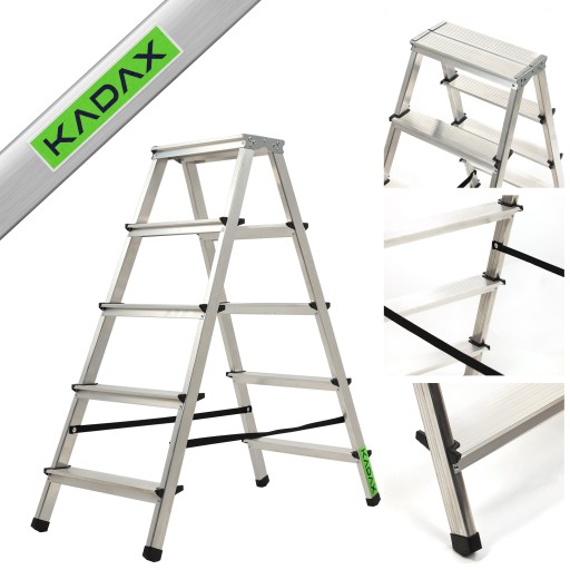 DRABINA DOMOWA ALUMINIOWA DRABINKA 5 STOPNIOWA DWUSTRONNA SKŁADANA