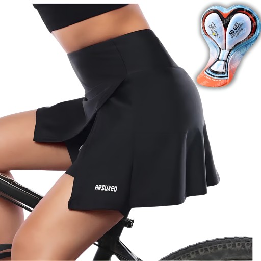 SPÓDNICZKA SPORTOWA DAMSKA SPODENKI ROWEROWE Z WKŁADKĄ ŻELOWĄ ARSUXEO 5D