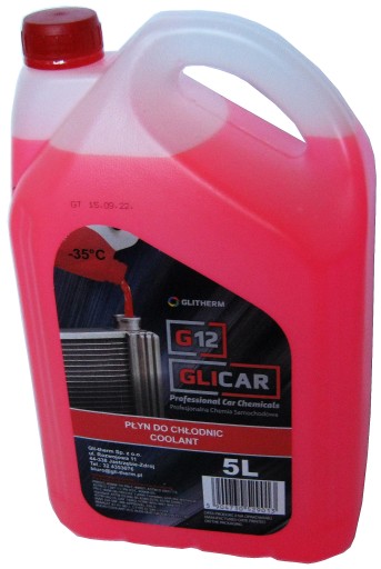 PŁYN DO CHŁODNIC CHŁODNICZY G12 GLICAR 5L CZERWONY