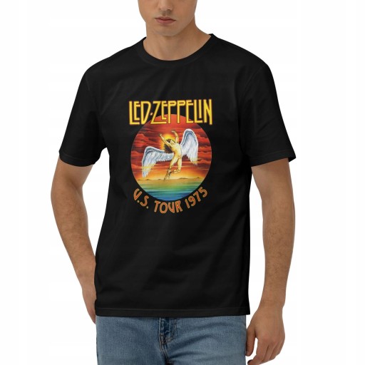 Led Zeppelin Us Tour 1975 Męska koszulka rockowa