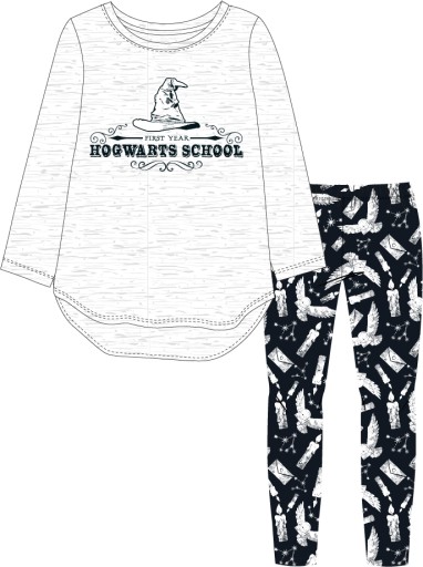 PIŻAMA HARRY POTTER SOWA HOGWART LEGGINSY 128-134