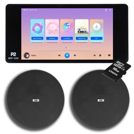 P2 AUDIO RADIO INTERNETOWE PODTYNKOWE Z BT + GŁOŚNIKI 2X 40W