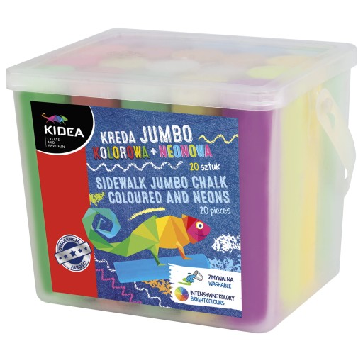KIDEA KREDA CHODNIKOWA KOLOROWA NEON 20 szt GRUBA JUMBO