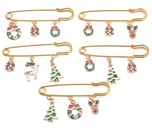 ŚWIĄTECZNA BROSZKA Z ZAWIESZKAMI CHARMS NA PREZENT
