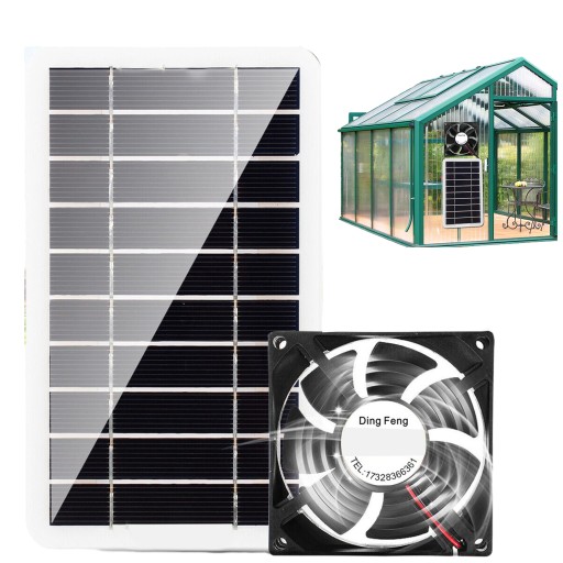 WENTYLATOR SOLARNY ZASILANY Z PANELEM SŁONECZNYM DO ZWIERZĄT SZKLARNIA 30W