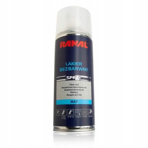 Lakier Bezbarwny Akrylowy Klar do Drewna Spray Matowy 400ml RANAL