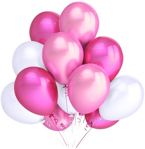 BALONY METALICZNE RÓŻOWE J.RÓŻOWE BIAŁE 12szt 35cm