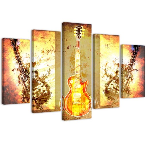OBRAZ TRYPTYK Gitara Muzyka 100x70
