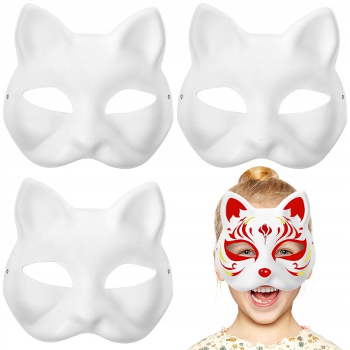 MASKA DO TWARZY KOT COSPLAY DIY 3PCS