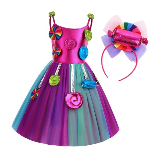 Sukienka dla małych dziewczynek Candy Dress Rainbow Dress Spaghetti Strap Princess Dress 130