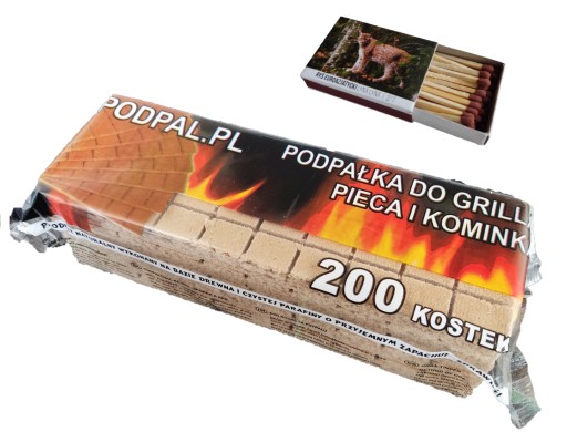 WYDAJNA ROZPAŁKA PODPAŁKA DO PIECA KOMINKA GRILLA 200szt ATEST + GRATIS