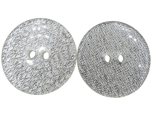 22mm Guziki ozdobne 12 sztuk kolor BIAŁY/SREBRNY BROKAT K165 15023