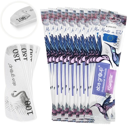Aba Group Polerka do Paznokci Mini Blok Łódka Manicure 100/180 Folia 100szt