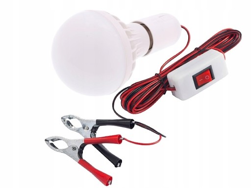 LAMPA WARSZTATOWA LED 12V Z ZACISKAMI KROKODYLKAMI