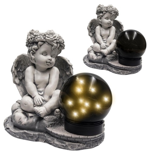 ZNICZ GIPSOWA FIGURKA NAGROBNA LAMPA SOLARNA LED