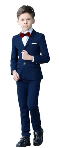 Garnitur 4-cz elegancki 130 granatowy ślub komunia wesele galowy