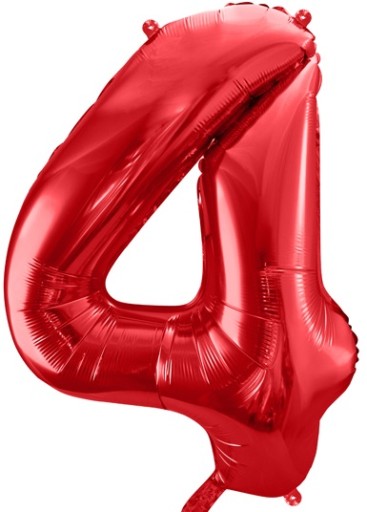 Balon foliowy Cyfra ''4'', 86cm, czerwony