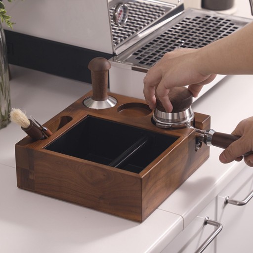 Pudełko na organizery do kawy Espresso Pudełko na fusy z kawy Orzech 58 mm
