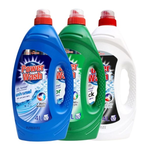 3x Power Wash NIEMIECKI ŻEL DO PRANIA TKANIN Uniwersalny Kolor Czarny 4L