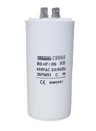 Kondensator rozruchowy silnika 80uF 450V CBB60 SRPassives styki