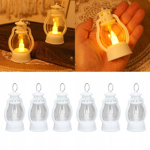 6SZT MINI LATARNIE LAMPIONY LED 9x6cm