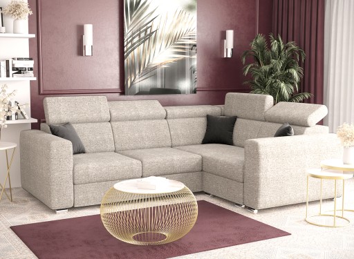 Narożnik Rozkładany Beżowy Meble RNA01 250 O-sofa