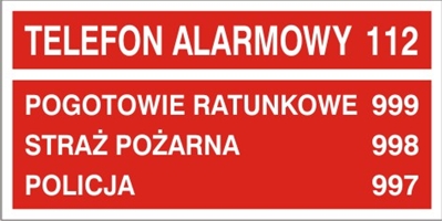 TELEFONY ALARMOWE PŁYTA HIPS 20x10cm
