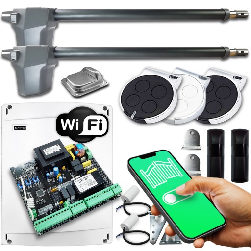 ZESTAW NAPĘD DO BRAMY DWUSKRZYDŁOWEJ 8,6MB WIFI 3XPILOT FOTOKOMÓRKI AUTOMAT