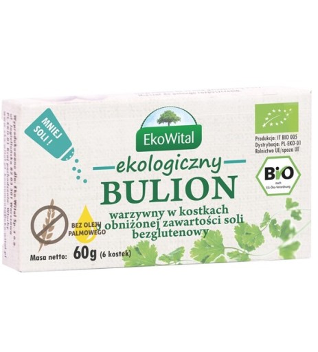 EKOWITAL BULION WARZYWNY KOSTKI NISKA ZAWARTOŚĆ SOLI BEZ OLEJ PALMOWEGO BIO