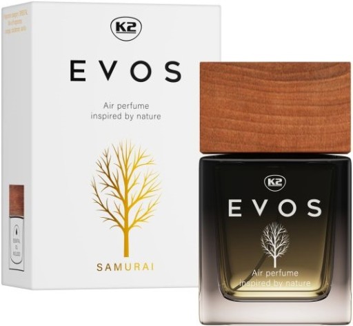 K2 EVOS SAMURAI ZAPACH PERFUMY MĘSKIE DO SAMOCHODU AUTA SAMOCHODOWY PREZENT