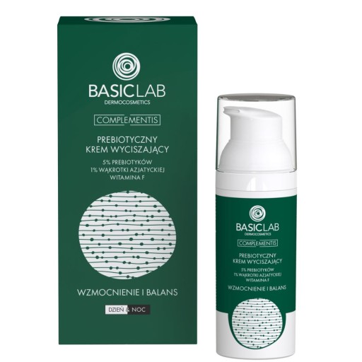 BasicLab Przebiotyczny Krem Wyciszający Trądzik z Prebiotykami Wit. F 50 ml