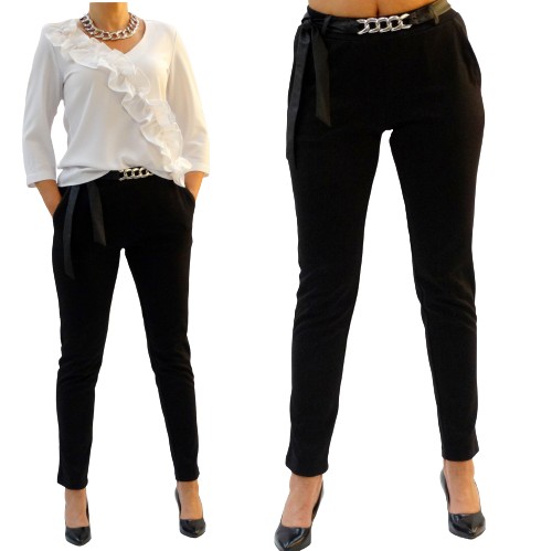 SPODNIE Z PASKIEM PLUS SIZE CASUALOWE r50 (36-56)
