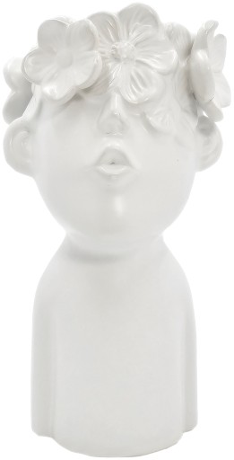 OSŁONKA FLAKON WAZON TWARZ KWIATY GŁOWA DONICA doniczka HY020-B WHITE