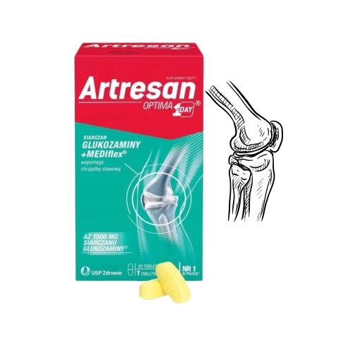 ARTRESAN OPTIMA 1 a DAY /GLUKOZAMINA / KOLAGEN / 30 TABLETEK