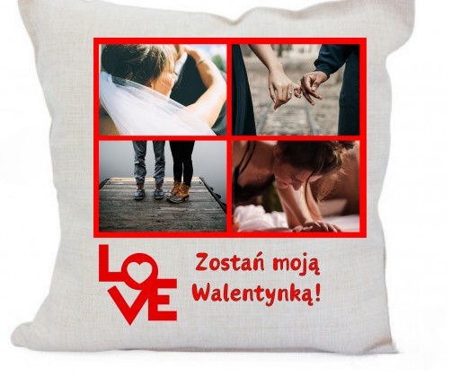 PODUSZKA Z WŁASNYM ZDJĘCIEM NADRUKIEM NA PREZENT DLA PAR RÓŻNE WZORY