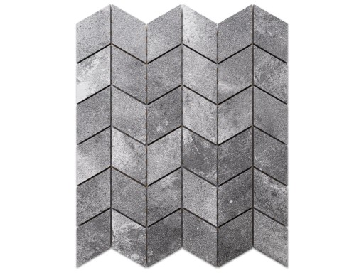 MOZAIKA GRESOWA CHEVRON ROMB CIEMNA SZARA LAPPATO
