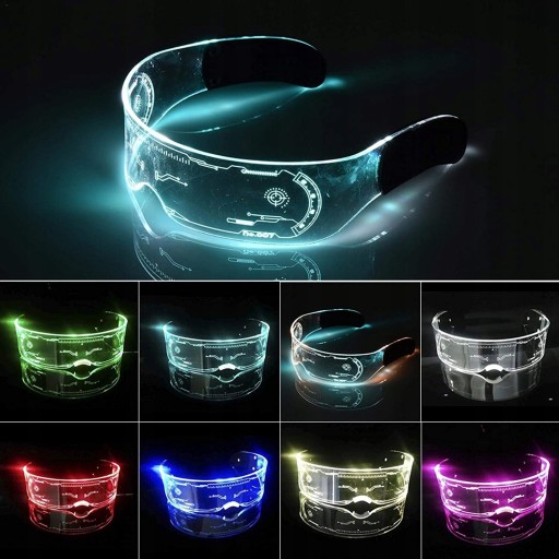 OKULARY RGB LED 7 KOLORÓW MAYDAY SUNRISE BATERIE