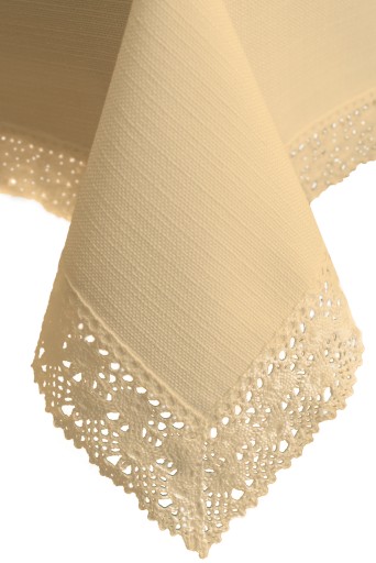 Kremowy bieżnik plamoodporny z koronką Lux 40X150
