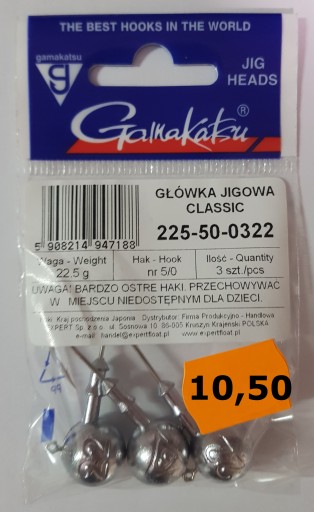 Główka jigowa Gamakatsu Classic 22,5g hak nr 5/0