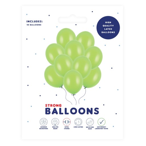 BALONY na URODZINY zielone pastelowe 27cm 10 sztuk