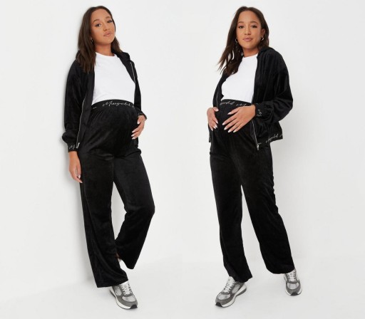 MISSGUIDED MATERNITY CZARNE WELUROWE SPODNIE (36)