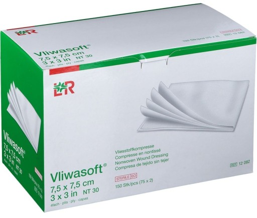 L&R - Vliwasoft 7,5x 7,5cm, 75x2szt. jałowe 4w REF 12 082