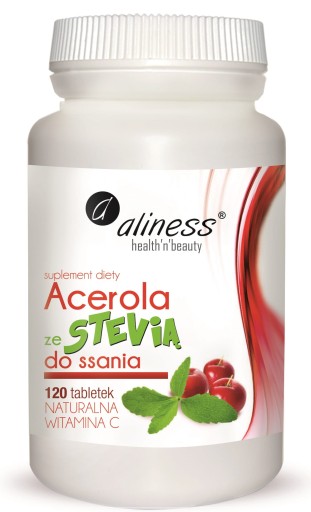 Aliness Acerola ze stevią do ssania naturalna witamina C 120 tabletek