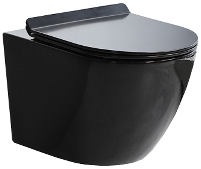 MISKA WC MUSZLA MISA ARBO PRIMO BLACK CZARNY POŁYSK DESKA WO SLIM DUROPLAST