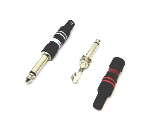 Wtyk duży JACK 6,3mm MONO na kabel niklowany 6mm