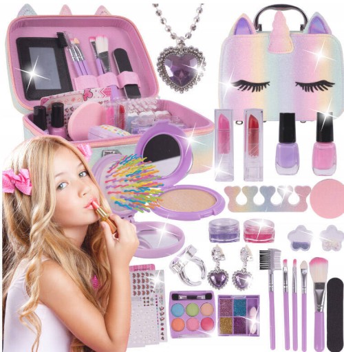 JEDNOROŻEC MAKE UP ZESTAW DO MAKIJAŻU DLA DZIECI KUFEREK BIŻUTERIA