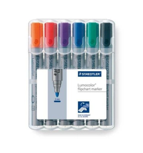 Marker Lumocolor do tablic 6 kolorów w etui 2mm Flipchart Staedtler